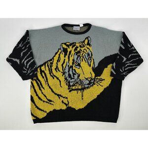 Vintage Venezia Tiger Knit Sweater One Size Fits All Made In USA
